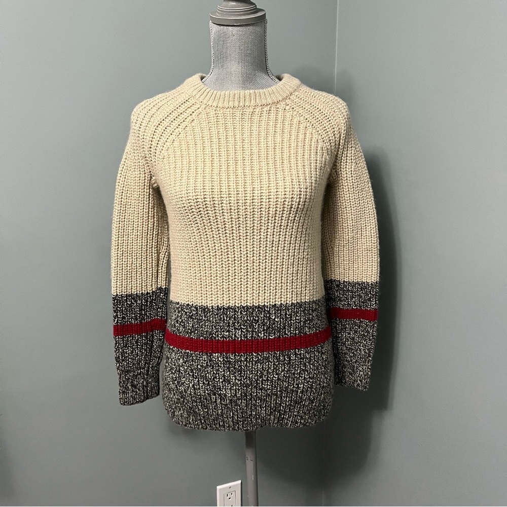 ROOTS women’s Size XS wool blend cable knit fisherman’s cabin cozy sweater